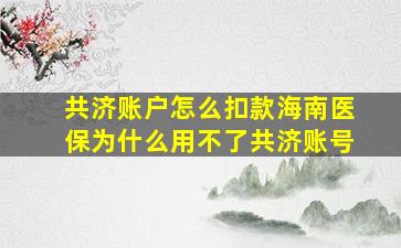 共济账户怎么扣款海南医保为什么用不了共济账号