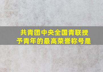 共青团中央全国青联授予青年的最高荣誉称号是