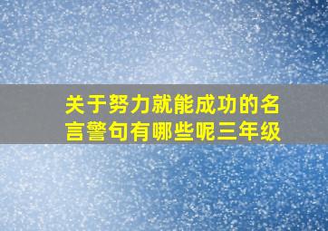 关于努力就能成功的名言警句有哪些呢三年级