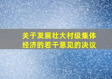 关于发展壮大村级集体经济的若干意见的决议