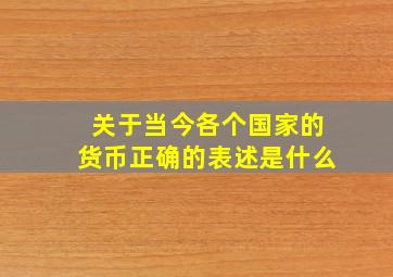 关于当今各个国家的货币正确的表述是什么