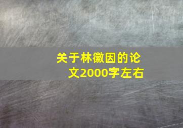 关于林徽因的论文2000字左右