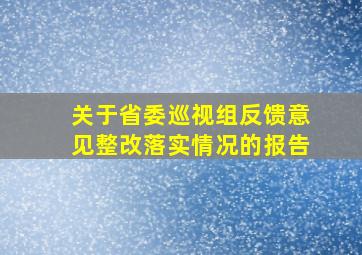 关于省委巡视组反馈意见整改落实情况的报告