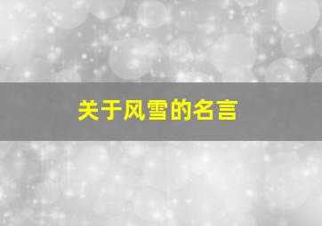 关于风雪的名言