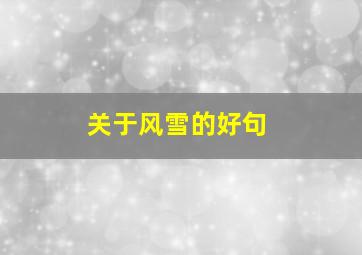 关于风雪的好句