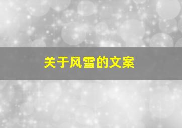 关于风雪的文案