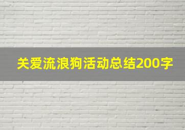 关爱流浪狗活动总结200字