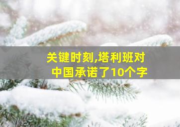 关键时刻,塔利班对中国承诺了10个字