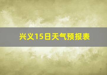 兴义15日天气预报表