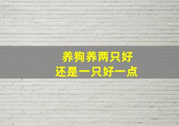 养狗养两只好还是一只好一点