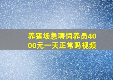 养猪场急聘饲养员4000元一天正常吗视频