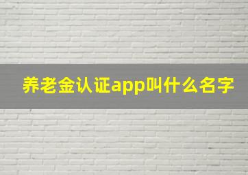 养老金认证app叫什么名字