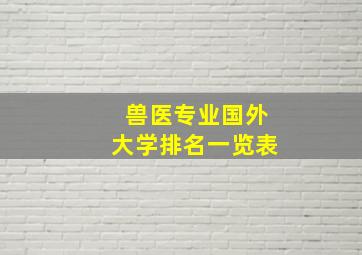 兽医专业国外大学排名一览表