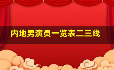 内地男演员一览表二三线