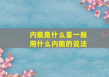 内能是什么量一般用什么内能的说法