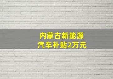 内蒙古新能源汽车补贴2万元