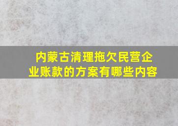 内蒙古清理拖欠民营企业账款的方案有哪些内容