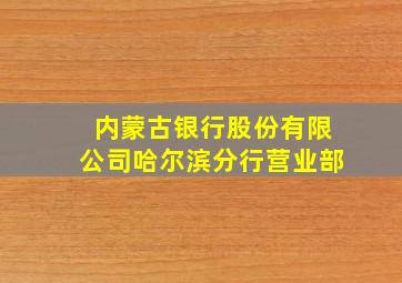 内蒙古银行股份有限公司哈尔滨分行营业部