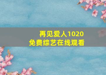 再见爱人1020免费综艺在线观看