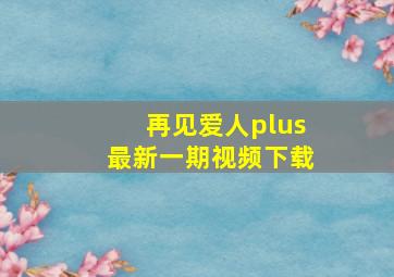 再见爱人plus最新一期视频下载