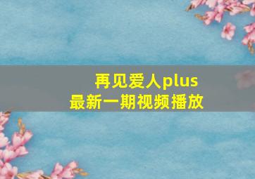 再见爱人plus最新一期视频播放