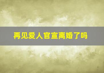 再见爱人官宣离婚了吗