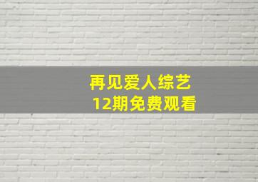 再见爱人综艺12期免费观看