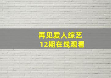 再见爱人综艺12期在线观看