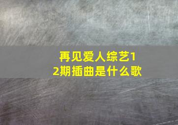 再见爱人综艺12期插曲是什么歌