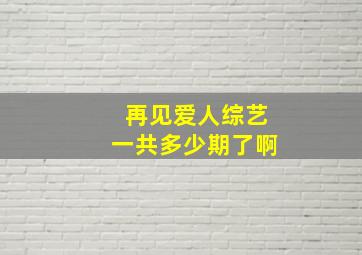 再见爱人综艺一共多少期了啊