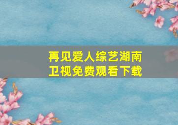 再见爱人综艺湖南卫视免费观看下载