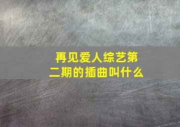 再见爱人综艺第二期的插曲叫什么