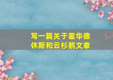 写一篇关于霍华德休斯和云杉鹅文章