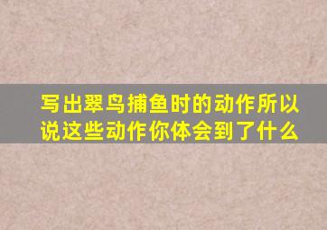 写出翠鸟捕鱼时的动作所以说这些动作你体会到了什么