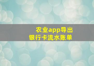 农业app导出银行卡流水账单