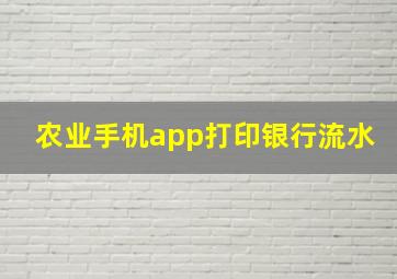 农业手机app打印银行流水