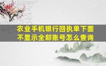 农业手机银行回执单下面不显示全部账号怎么查询