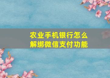 农业手机银行怎么解绑微信支付功能