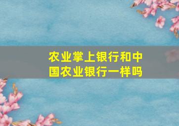 农业掌上银行和中国农业银行一样吗