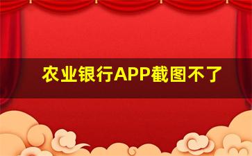 农业银行APP截图不了