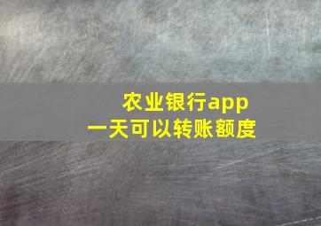 农业银行app一天可以转账额度