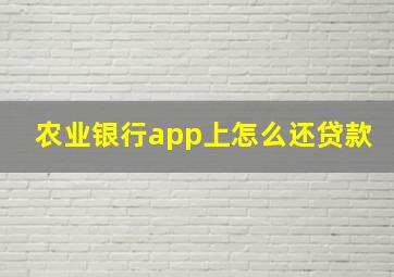 农业银行app上怎么还贷款