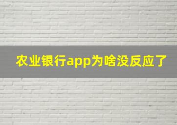 农业银行app为啥没反应了