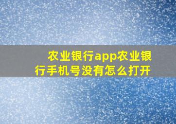 农业银行app农业银行手机号没有怎么打开