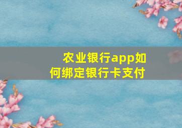 农业银行app如何绑定银行卡支付