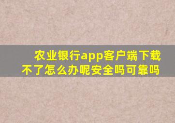 农业银行app客户端下载不了怎么办呢安全吗可靠吗