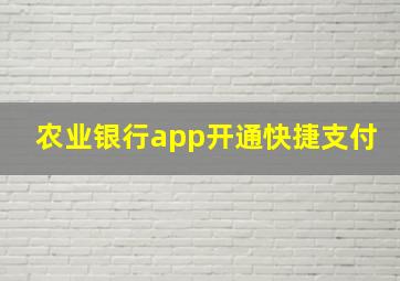 农业银行app开通快捷支付