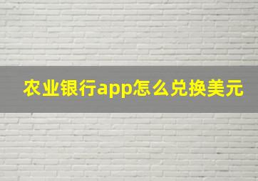 农业银行app怎么兑换美元