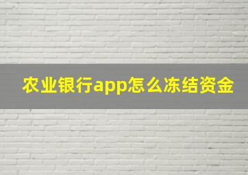 农业银行app怎么冻结资金