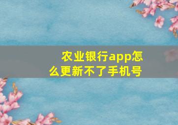 农业银行app怎么更新不了手机号